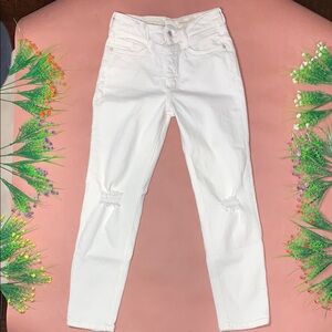 Pilcro and the Letterpress High Rise Straight White Jeans